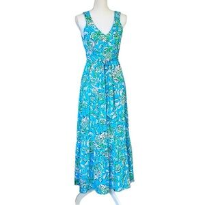 Lilly Pulitzer Madsen Midi Dress in Cumulus Blue Chick Magnet Print NWT